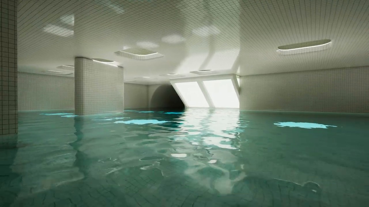 Backrooms Escape Together Level 37 Poolrooms overview at the start of Sublimity