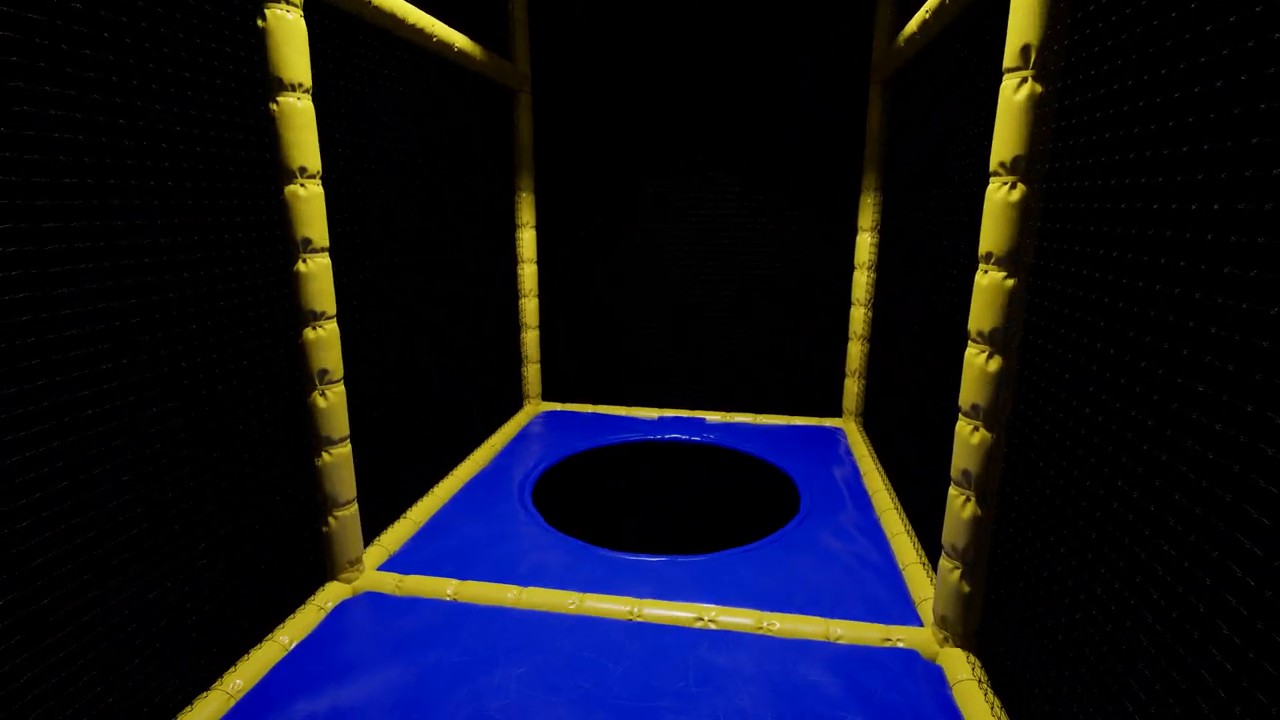 Backrooms Escape Together Level Fun marked drop and broken bridge route into the party zone